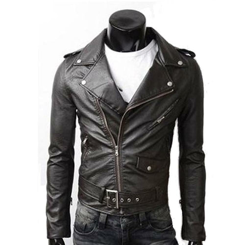 MKR Stealth Black Mens Leather Biker Jacket