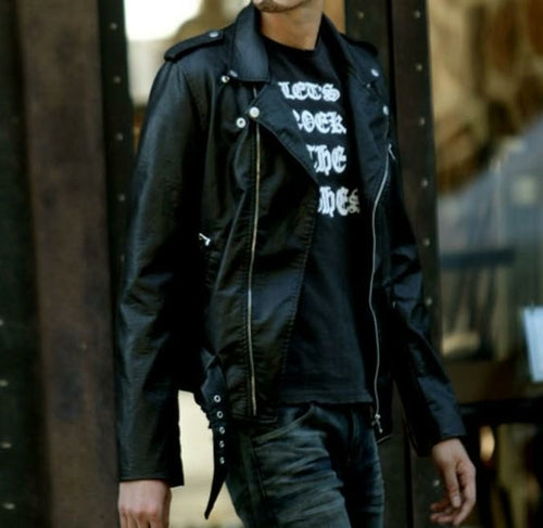 MKR Stealth Black Mens Leather Biker Jacket
