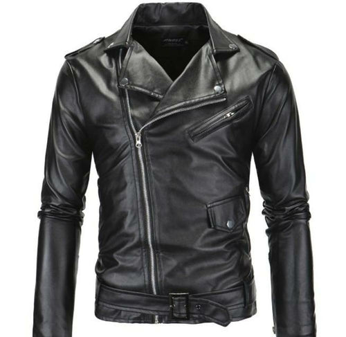 MKR Stealth Black Mens Leather Biker Jacket
